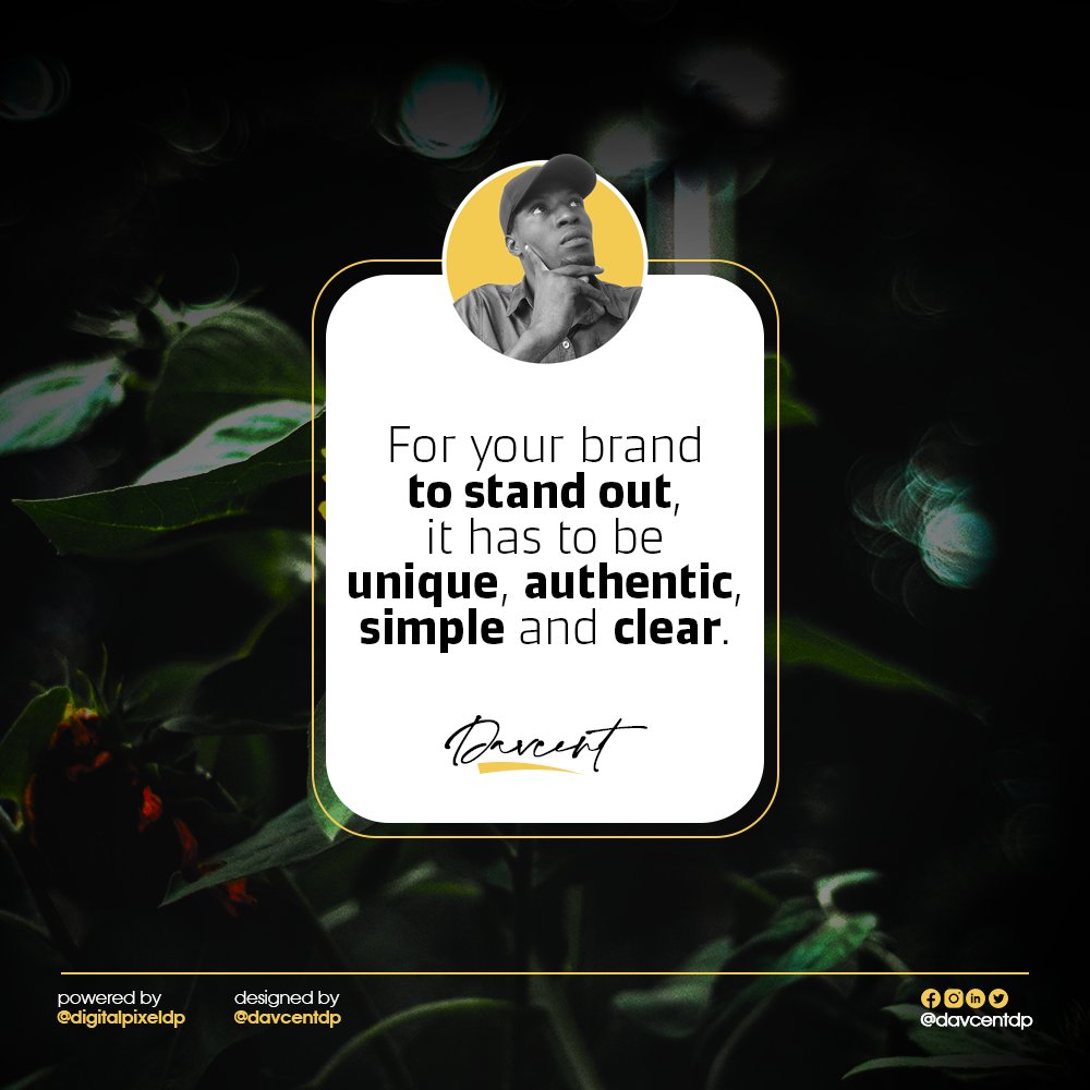 davcentDP's tweet photo. it's just a reminder.
Give me a ❤️ if you agree with me🙏
#brand #personalbranding #corporatebranding #brandidentity #branddesign #b2c #b2b #creativepreneur #iamadesigner #digitalpixel #dp https://t.co/A4MYuZf01U