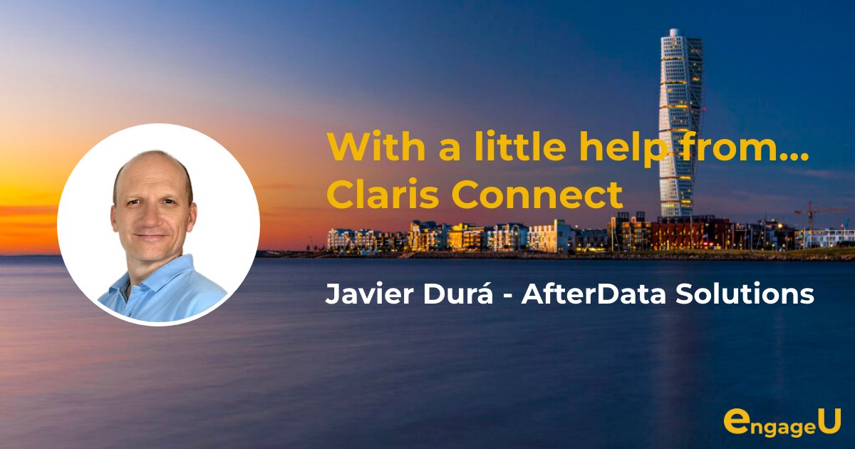 How to achieve your goals in a way you never imagined? Discover all about it during Javier Dura's session: "With a little help from... #Claris Connect."
💬 EngageU
📅 November 13- 15 2022
📍 Malmö
🇸🇪 Sweden
➡️ engageu.eu
#EngageU #FileMaker #EuropeanConference