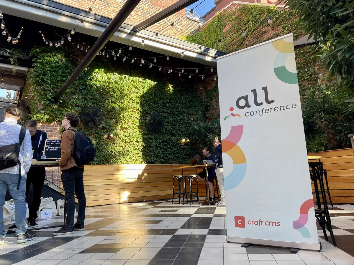 The registration area for Dot All, at the Wythe Hotel