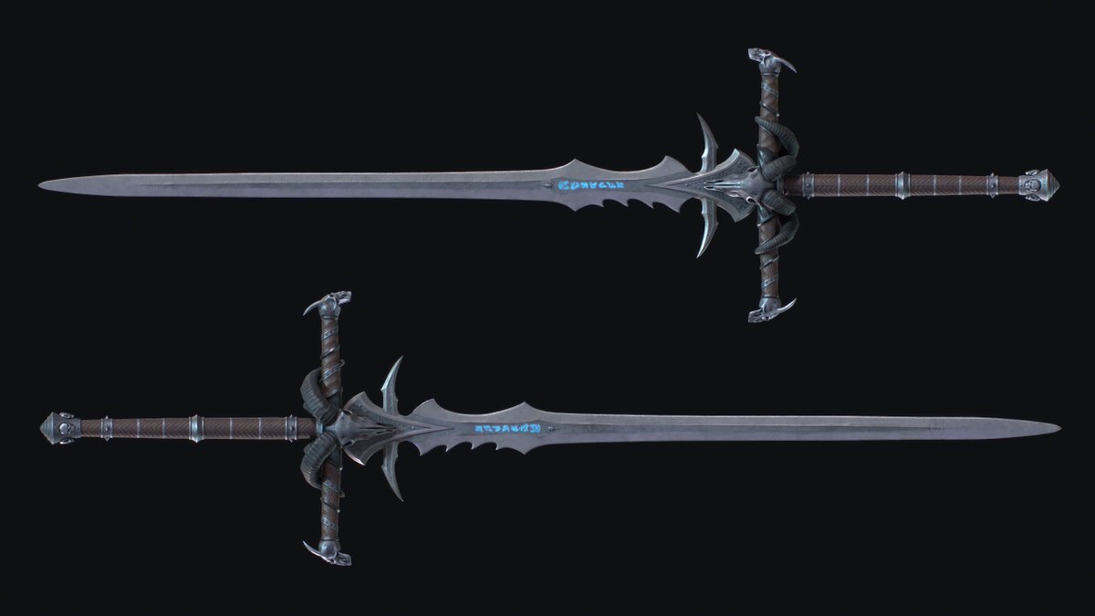 CarlosRomeroFNX's tweet photo. Medieval Frostmourne

My last project to upload! A redesign of Frostmourne, the mythical sword of the Lich King Arthas from World of Warcraft. I've modified this now two-handed sword for a more realistic/medieval look.

#3d #Blender #SubstancePainter https://t.co/SnxS62xN2S