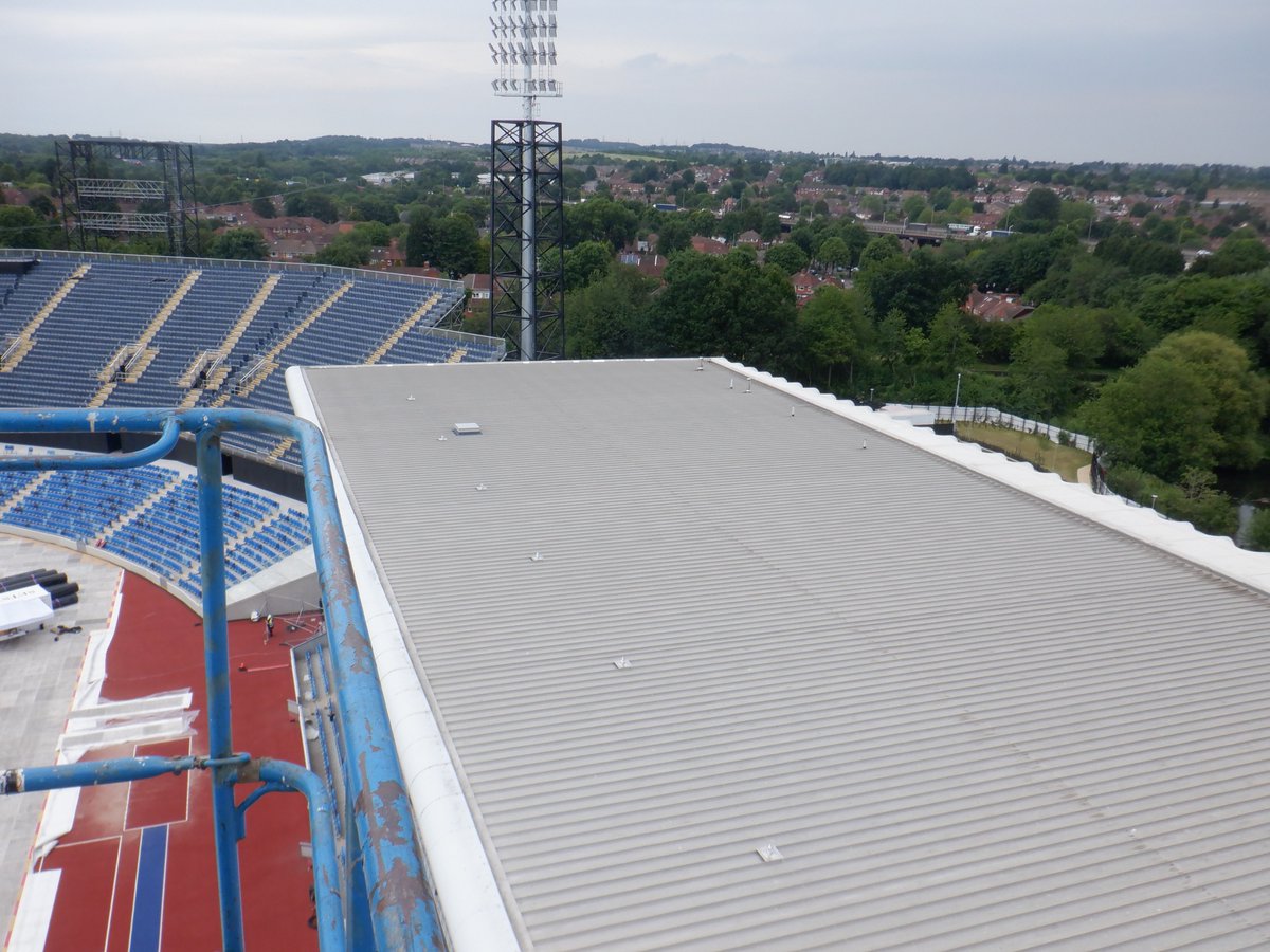 PracticalRoofCo's tweet image. Installation of two access hatches and a safety wire system at Alexander Stadium, Birmingham #roofing #construction #healthandsafety