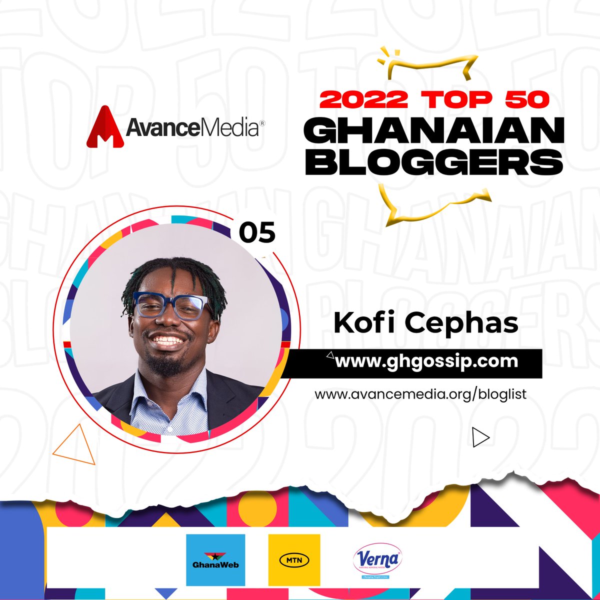 avancemedia's tweet photo. Congratulations to Kofi Cephas on ranking as No. 05 on Avance Media's 2022 Top 50 Ghanaian Bloggers ranking with the blog https://t.co/wug5wAM1gU
@GhGossipDotCom
@youngcephas
Visit https://t.co/kHROGk1L2G for full list
#AvanceMedia #TopGHBloggers https://t.co/BIne8mUvG1