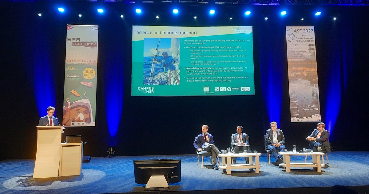Respect_Ocean's tweet photo. #SeaTechWeek2022 🌊
💬 Intervention d'Amadeus Beaujolin pour parler de l'importance de la collecte de données et de la prochaine campagne océanographique de @blue_observer lors de la plénière "Enjeux de la data appliqués au transport maritime" ⛵️ https://t.co/auEclOsepw