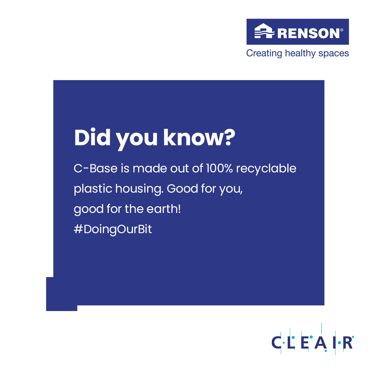 cleairvm's tweet photo. C-Base is the central extraction unit of polluted air with 4 extractions happening simultaneously. And it is housed in 100% recycled plastic.
Contact us to know more: 98480 34491
#cleair #renson #freshairsystem #bespokeproducts #automatedsolution #indoorair #indoorairrefreshment https://t.co/USY92nBHer