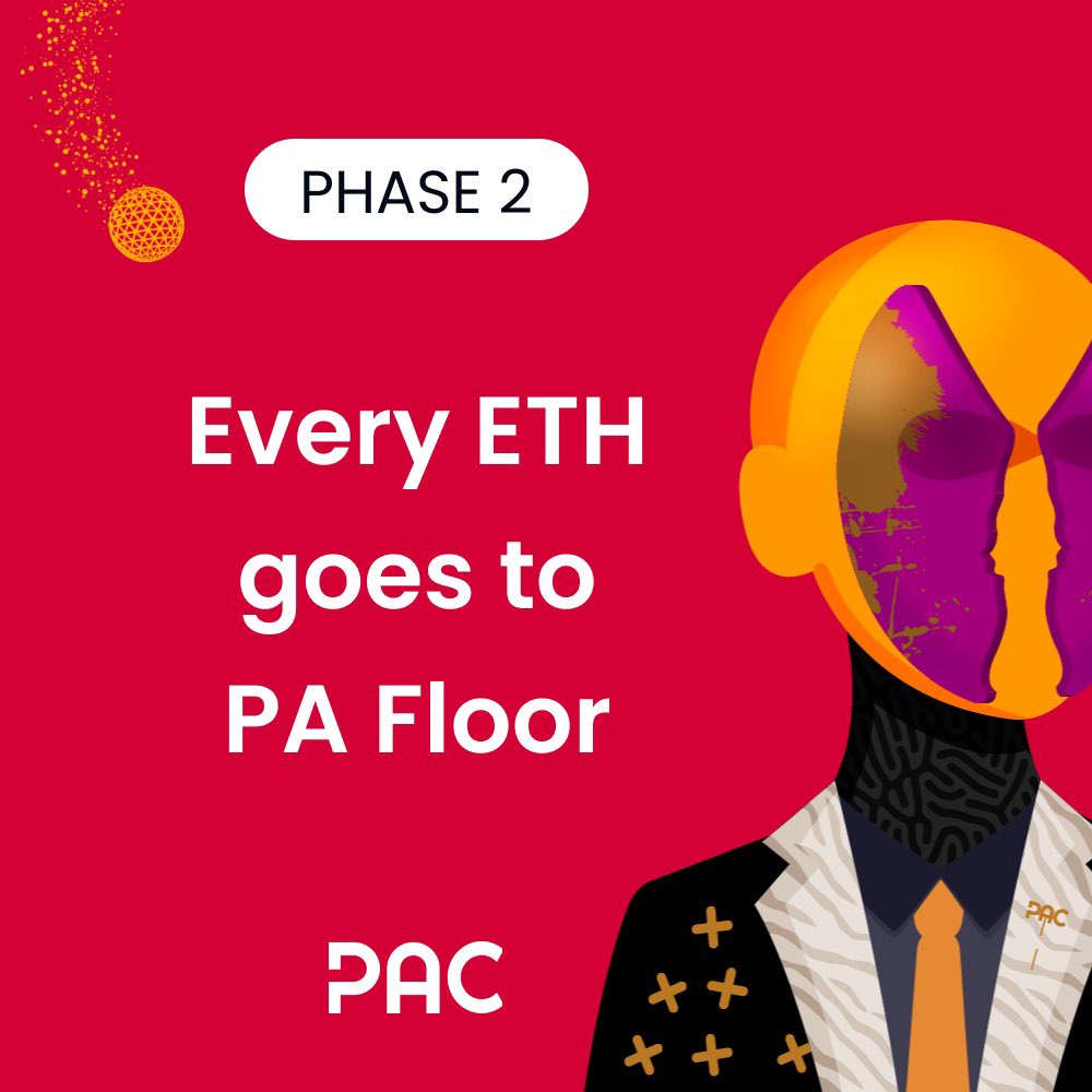 &lt;&lt;  P H A S E.  2.  M I N T.  &gt;&gt;

The time is getting closer to the reopening of Phase 2.

A batch of 100 NFTs, with all ETH used to sweep the PA floor &amp; acquire assets for the PACFam.

09/10 4pm EST. 

⚔️