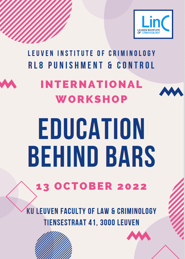 On 13 October '22, the international day of #prison education, our RL8 organises a (hybrid) workshop "Education behind bars" <a href="/LINCriminology/">LINC</a> <a href="/KULeuvenLawCrim/">KU Leuven Rechten en Criminologische Wetenschappen</a> 

All information here: law.kuleuven.be/linc/activitei…