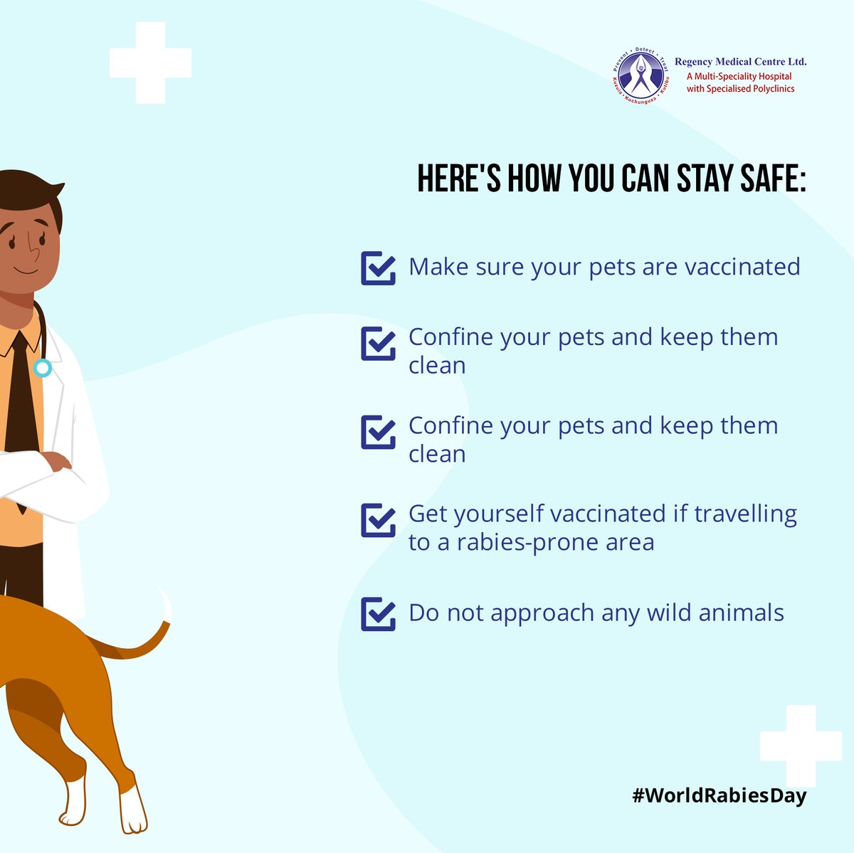 A fatal yet preventable viral disease, Rabies can easily spread to people if they are scratched or bitten by an animal that is rabid. Here's what the RMC team suggests on the occasion of World Rabies Day to stay safe from rabies.