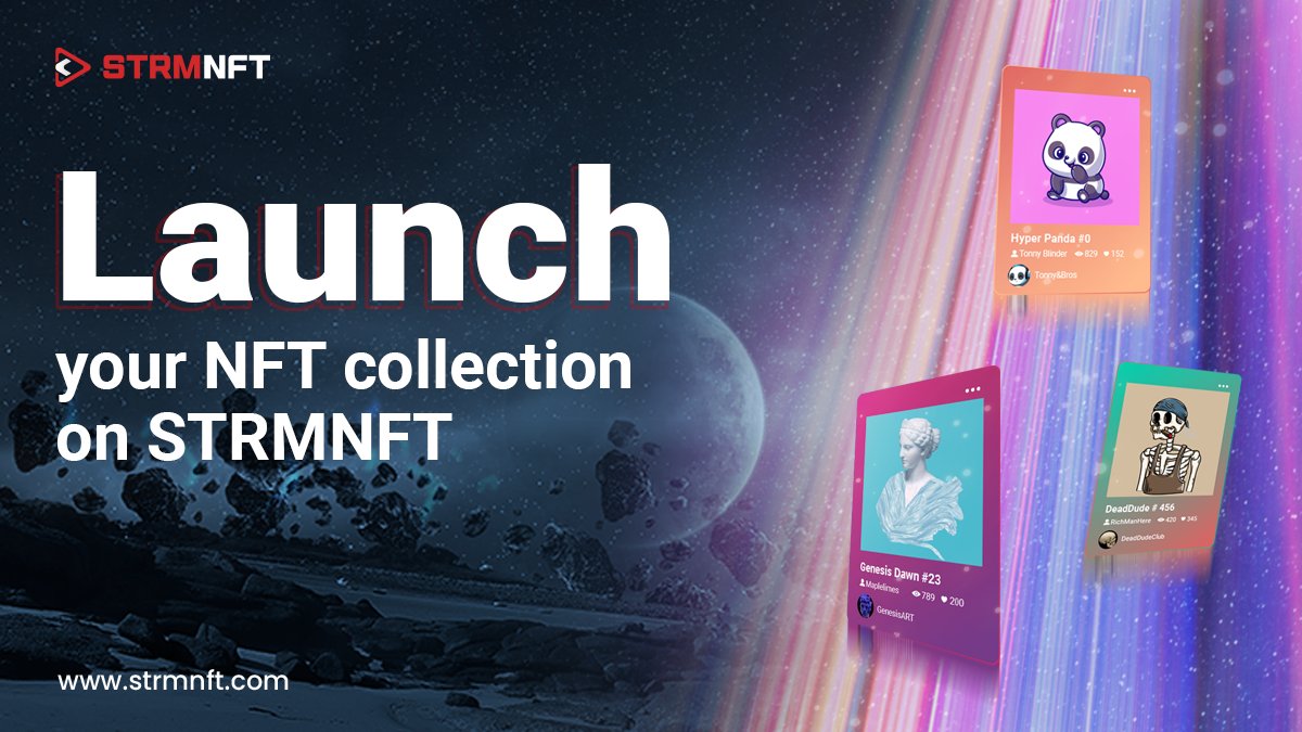 AngryMonkyNFT's tweet photo. Launch your #NFTcollection on #STRMNFT!

Our growing community makes STRMNFT an ideal choice for launching your next NFT collection.

Free minting, low fees, and many other benefits await the early creators.

Start monetizing your art today.

#STRMNFTmarketplace #NFTmarketplace https://t.co/tTekg34oqr