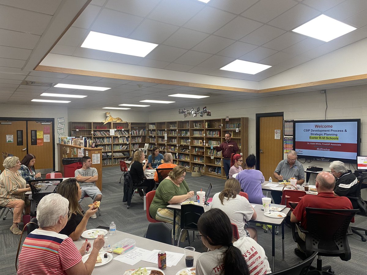 WhiteKe27481182's tweet photo. A great second night of CSIP work at Exeter R-VI last night to help finish SWOT analysis, beliefs, mission, vision, and start identifying priorities that will lead SMART goals for future student success! 
#GetFiredUp  @KDFIREDUP  @DrMattTeeter @tdilg @LucretiaBrattin @ashleyfly8 https://t.co/DeyNQFI4QJ