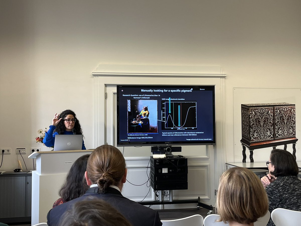 lucianoor_m's tweet photo. Great week in the Netherlands for the MA-XRF scanning in conservation, art and archaeology conference! Third day today at the RIS Satellite Workshop. Francesca Gabrieli @rijksmuseum talking about data processing and showing the “best blue” #maxrf #imaging #spectroscopy #TUDelft https://t.co/YHn4OVt2DS