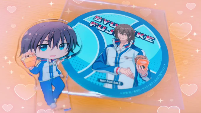 ミクガのせんじゅーしコラボ代行お願いしてたフォロワーさんが、行けなかったおべみ第二弾とばくだん焼きの不二先輩の特典まで一緒に送ってくれてもう感激全員マジで可愛すぎ…だいすき本当にいつもいつもありがとうございます!!!めちゃくちゃ嬉しいぃぃ 