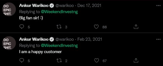 WeekendInvestng's tweet photo. When you have stalwarts like @warikoo 🥰and @thetanmay 🥰endorsing your products on their own, what else can one ask for 🤠

#weekendinvestng https://t.co/3H97gCV3y0