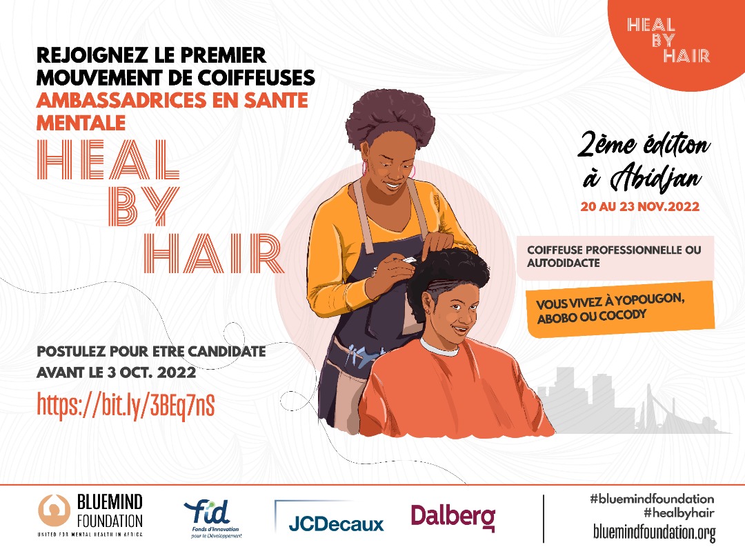 ✨Vous êtes coiffeuse professionnelle ou autodidacte?
 
✨Vous êtes d'Abobo, de Cocody ou Yopougon ? 

Participez à #HealbyHair et rejoignez la première communauté de coiffeuses ambassadrices en #santémentale d'#Afrique 

🤗N'attendez plus, postulez ici 👇🏾
bit.ly/3BEq7nS