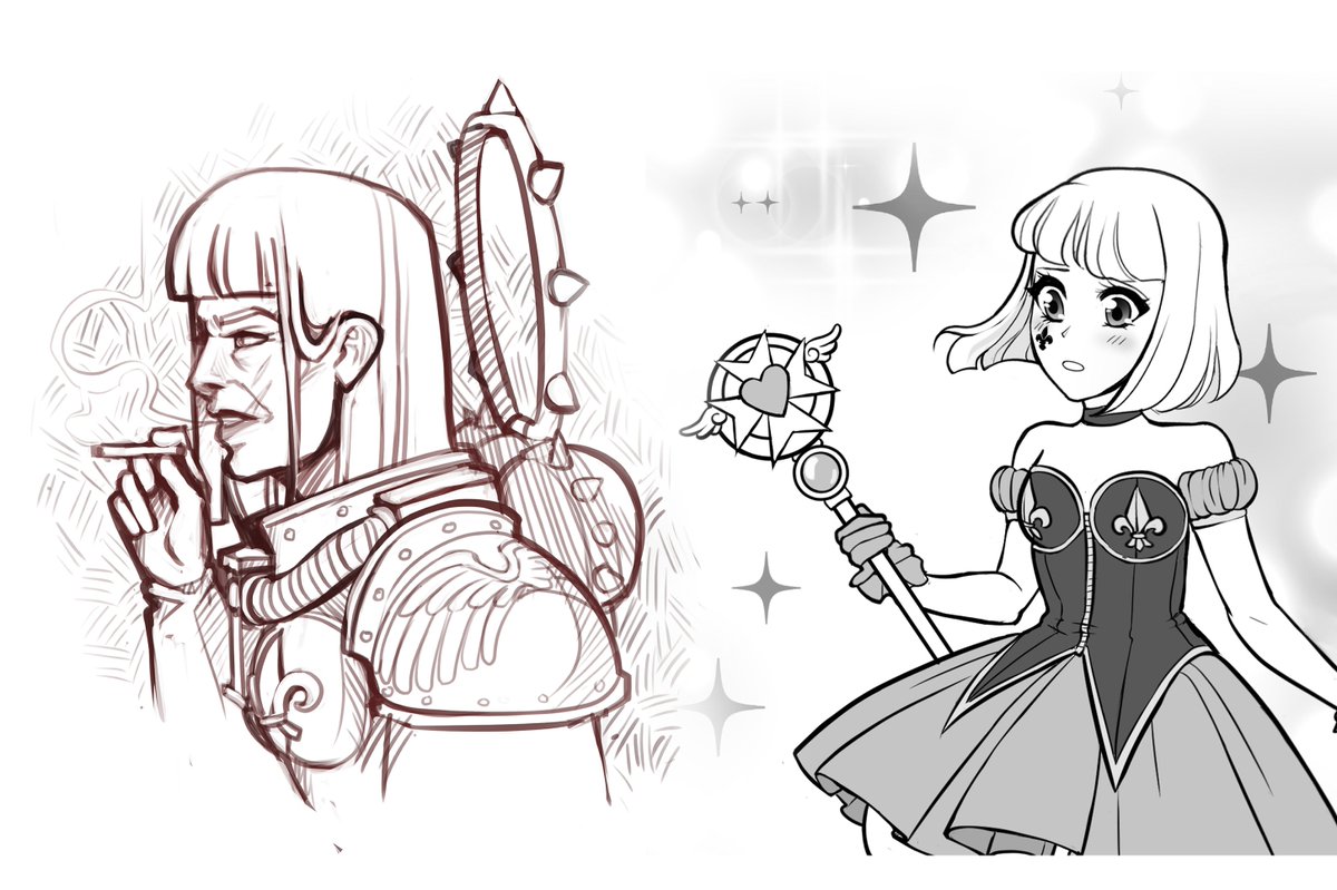 Artsy_Airhead's tweet photo. the duality of (wo)man, or the sister art I do vs the sister art I'm commissioned to do lol https://t.co/PitzzFJqWb