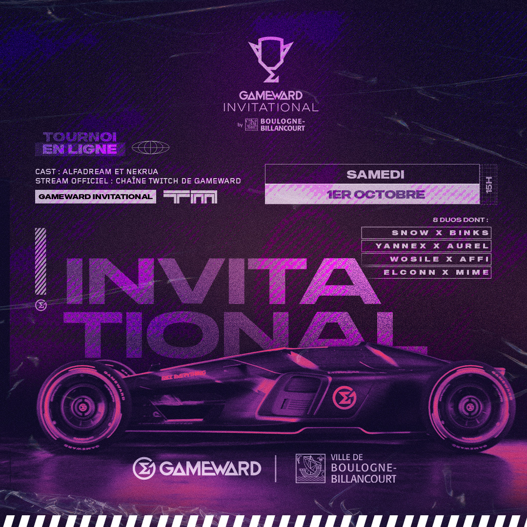 GameWardTeam's tweet image. 🏁 GameWard Invitational by @BoulogneSports !

Retrouvez les cracks de la scène Trackmania ce 01/10 à 15 h pour du pilotage Hamiltonesque 🔥

Au commentaire les GOATS @Alfadream00 &amp;amp; @AleksRakoon 

D'autres duos à venir vendredi 👀

#FaceEverything
