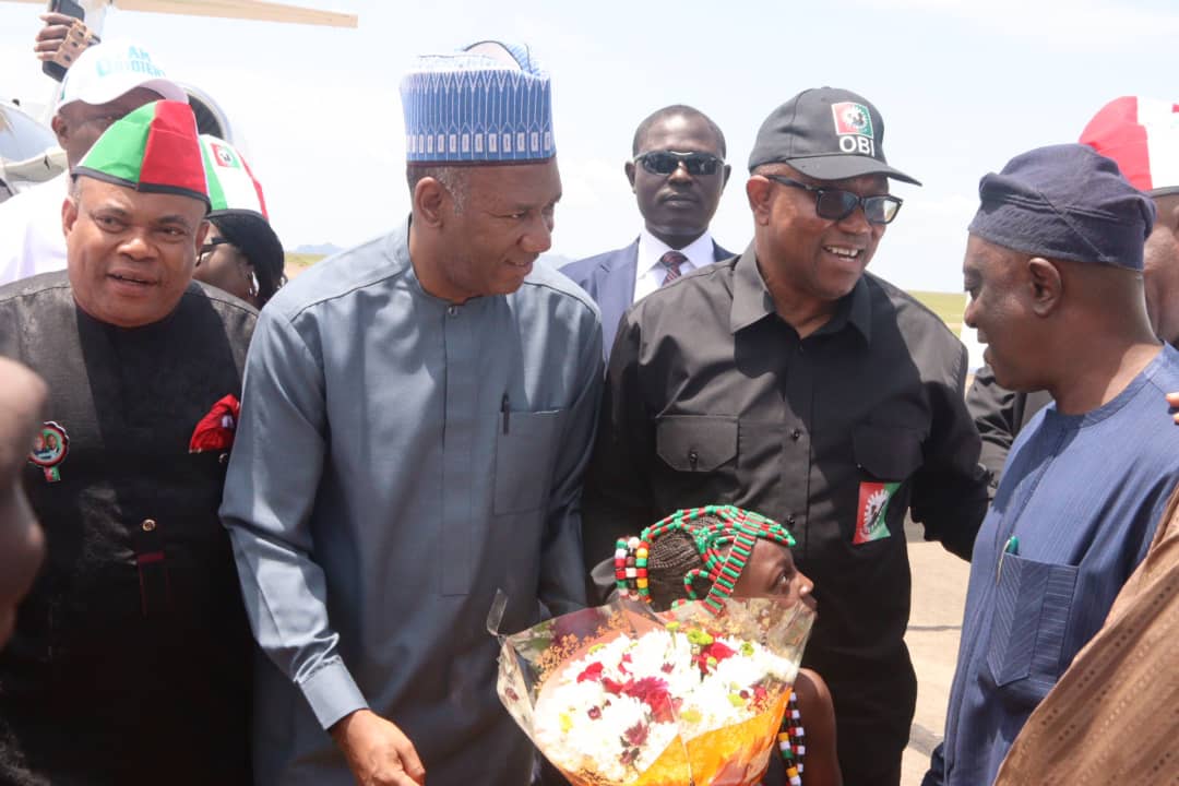PeterObi's tweet photo. Arriving Jos with Dr Yusuf Datti Baba-Ahmed, to meet with Gbong Gwom Jos, HRM Jacob Gyang Buba, and also honour the invitation of the Middle Belt Forum to a solidarity rally. We continue to call on the FGN to end the ASUU strike and allow our children to go back to school. -PO https://t.co/v4YzDd2uau