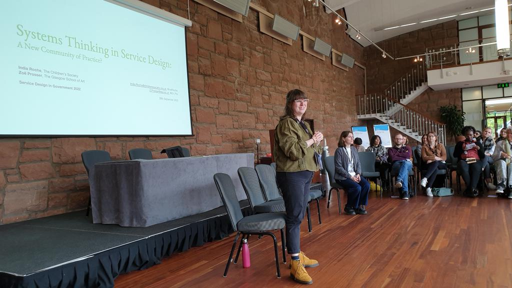 Excited to hear from service design colleague @IndiRoche at <a href="/TCSImpact/">The Children's Society - National Programmes</a>
&amp; <a href="/Zo_Pro/">Zoë Prosser</a> on Systems Thinking in Service Design! #ServiceDesign #SystemsThinking #SDinGov