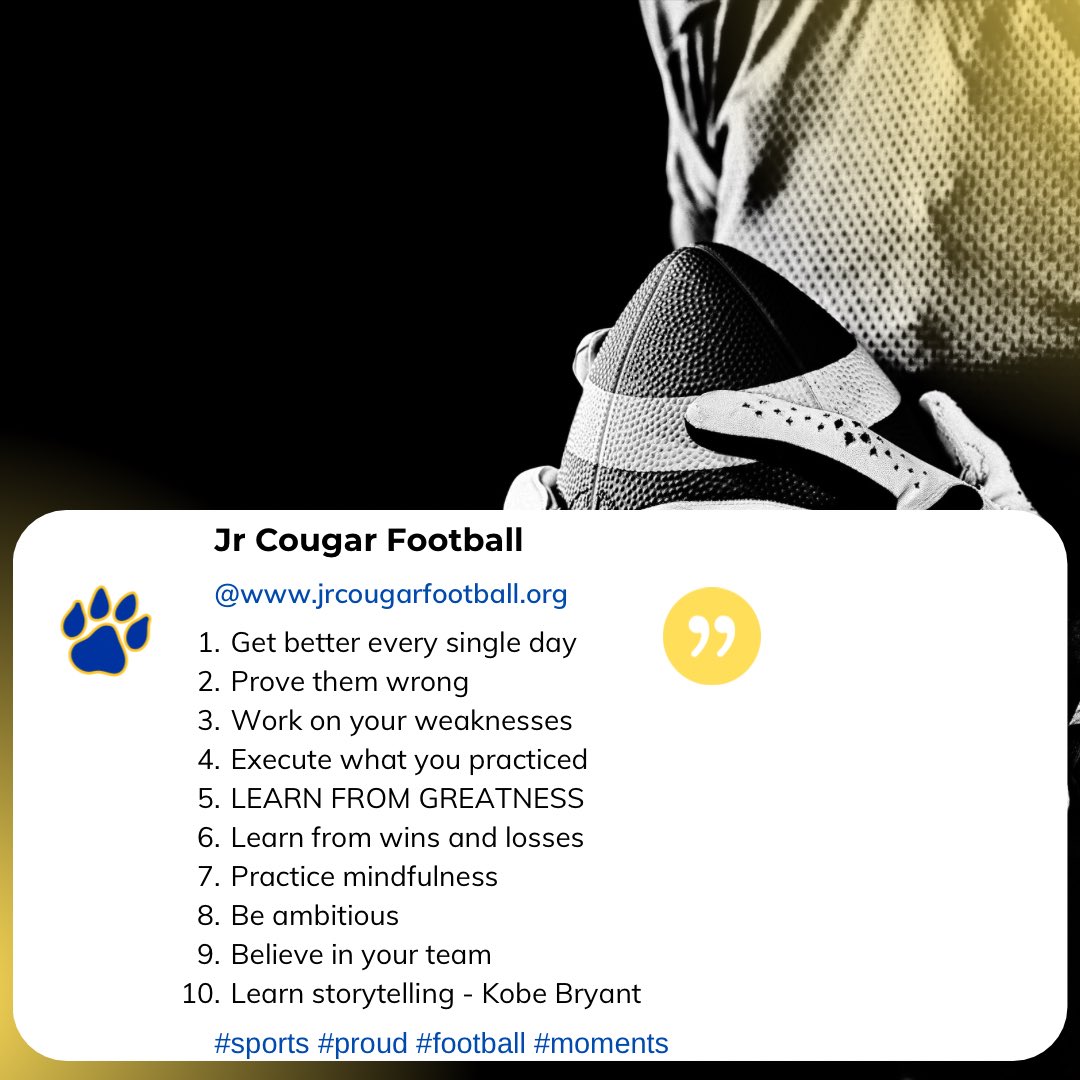 JuniorCougar's tweet photo. QOTD
#gohooch #jrcougars #football #buildingplayers #teaching #learning https://t.co/6k2vcB2FIZ