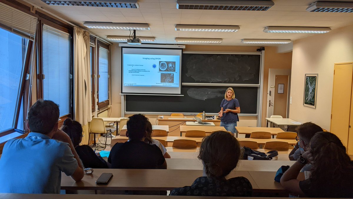 esonn_uga's tweet photo. ESONN'2022 Session B participants attended research seminars on using nanoparticles in radiotherapy delivered by Dr. Lucie Sancey (@LucieSancey) from Institute for Advanced Biosciences (@IAB_Officiel)... @CNRS @UGrenobleAlpes @GrenobleINP @InsermAuRA @esonn_uga #summerschool https://t.co/uE6qu5Yik0