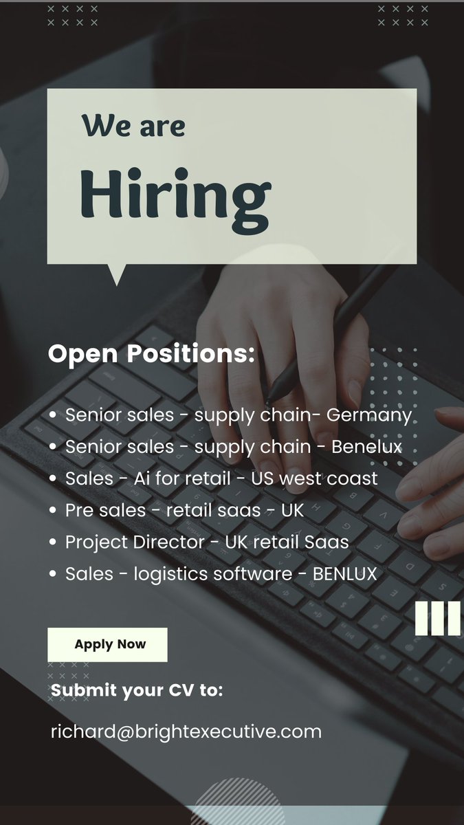 brightjob's tweet photo. 🧐 WE ARE HIRING 👇
For more details, please contact Richard on: richard@brightexecutive.com

#sales #salesjobs #salespositions #workinsales #seniorsales #supplychain #projectdirector #beneluxjobs #ukjobs #germanyjobs #presales https://t.co/K1HsGK4XeS