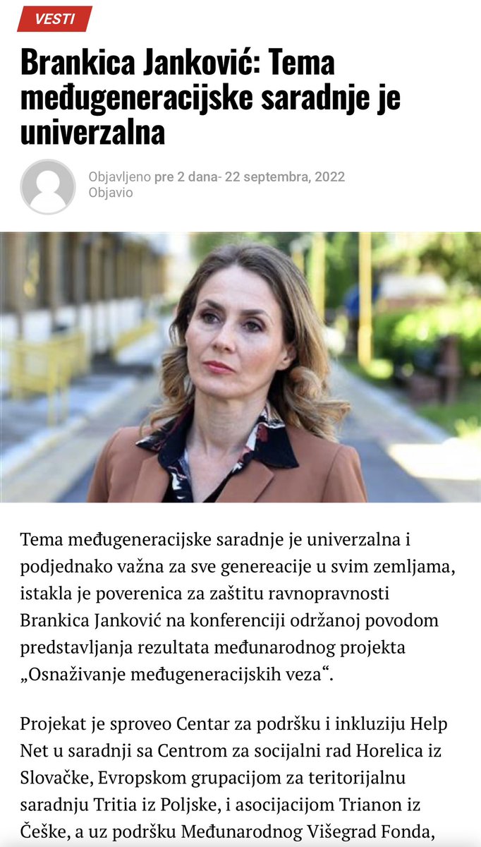 generacije's tweet photo. Konferencija o međugeneracijskim vezama je prepoznata i u medijima kao važna tema za društvo! @VisegradFund @CentarHelpNet @ravnopravnostRS @nedeljnik https://t.co/kXOLSEeBJI
