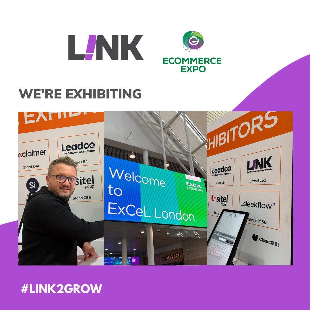 Are you joining #eCommerceExpo in London? Come and join us at stand no. L53 to learn about how L!NK can help you to grow your brand with Social Proof.

#link2grow #popularcustomers #linksoftware #yourinfluencers #ecommerce #ecommercemarketing #excellondon #ece22 #london