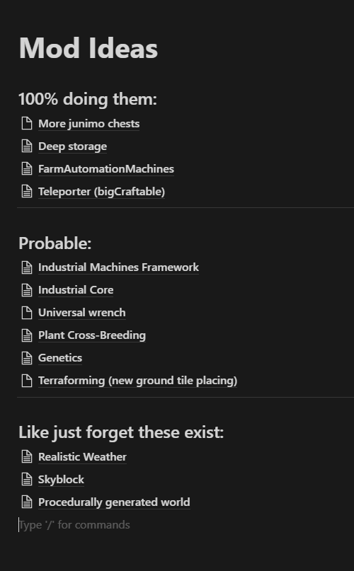 madded__'s tweet photo. My mod ideas page, absolutely delusional some of these, and for most of them I wont even do a prototype. Still nice to do though exercises on how I could desing them https://t.co/GIfO0byoAz
