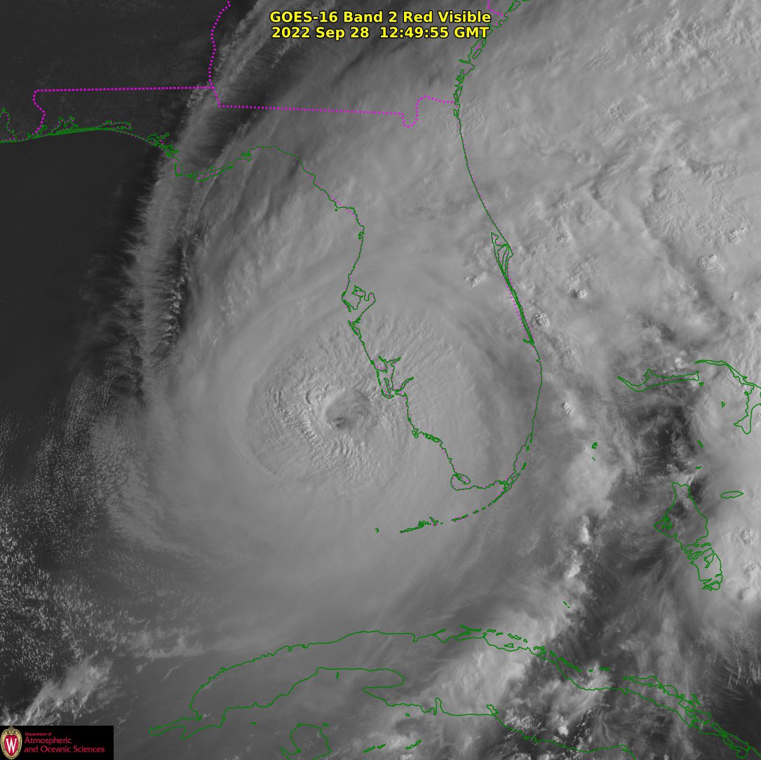 jnelsonWJCL's tweet photo. Visible satellite showing Hurricane #Ian nearing the #Florida coast. https://t.co/2nWK3FPZYJ
