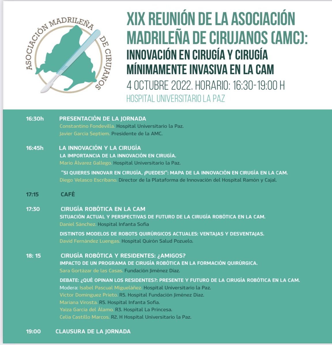 DrMarioalvarez's tweet photo. La próxima semana nos lo vamos a pasar muy bien hablando de innovación y robótica en cirugía! Martes 4 octubre a las 16:30h en el Hospital La Paz, dentro de las jornadas de @CirujanosMad. Inscripción gratuita 🔜 https://t.co/lpmI2srvoB. Os esperamos🤖🦿🦾 https://t.co/Ce2hyMf8bK