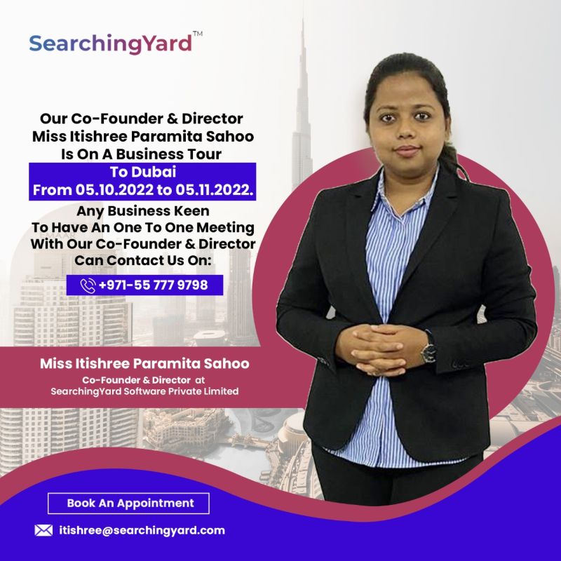 YardSearching's tweet image. Our 𝐃𝐢𝐫𝐞𝐜𝐭𝐨𝐫 &amp;amp; 𝐂𝐨-𝐅𝐨𝐮𝐧𝐝𝐞𝐫 Itishree Paramita Sahoo will be on a 𝐁𝐮𝐬𝐢𝐧𝐞𝐬𝐬 𝐓𝐨𝐮𝐫 𝐓𝐨 𝐃𝐮𝐛𝐚𝐢 from 𝟎𝟓-𝟏𝟎-𝟐𝟎𝟐2 𝐭𝐨 𝟎𝟓-𝟏𝟏-𝟐𝟎𝟐2.

#uaecompanies #dubai #abudhabi #sharjah #unitedarabemirates #startup #businesstour #businessmeeting