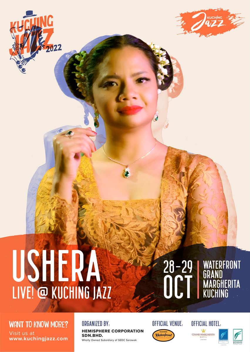 MiriInSarawak's tweet photo. The Beautiful and Talented Ushera!
Shared from #ushera and #kuchingjazzfest
PHASE 1 ARTIST REVEAL: USHERA Ushera
Kuching, she’s back!
Catch her live and get your tickets at https://t.co/GoBX76qi6n 🎉
The Official Page of Grand Margherita Hotel Kuching SEDC Sarawak
#jazzmusic #KJF https://t.co/TbUdnTxWFo