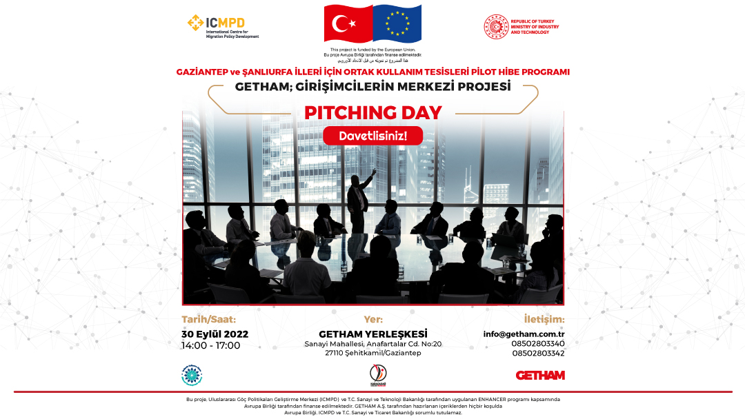 📢"GETHAM: Girişimcilerin Merkezi Projesi" kapsamında yapılacak, girişimcilerin yatırımcı karşısına çıkacağı Pitching Day etkinliğimize davetlisiniz!

<a href="/ICMPD_Turkiye/">ICMPD Türkiye Temsilciliği</a> <a href="/GaziantepTO/">Gaziantep Ticaret Odası</a> <a href="/ikaorgtr/">İpekyolu Kalkınma Ajansı</a>
 
🗓️30 Eylül 2022
⏰14.00-17:00 
#pitchingday #demoday