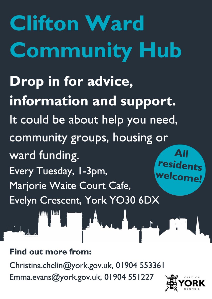 CYCWards_Clifton (@cycwards_cli) on Twitter photo Come and see us every Tuesday at Marjorie Waite Court Cafe.
#cliftonyork @Ocayyork <a href="/AgeUKYork/">Age UK York</a> Come and see us every Tuesday at Marjorie Waite Court Cafe.
#cliftonyork @Ocayyork <a href="/AgeUKYork/">Age UK York</a>