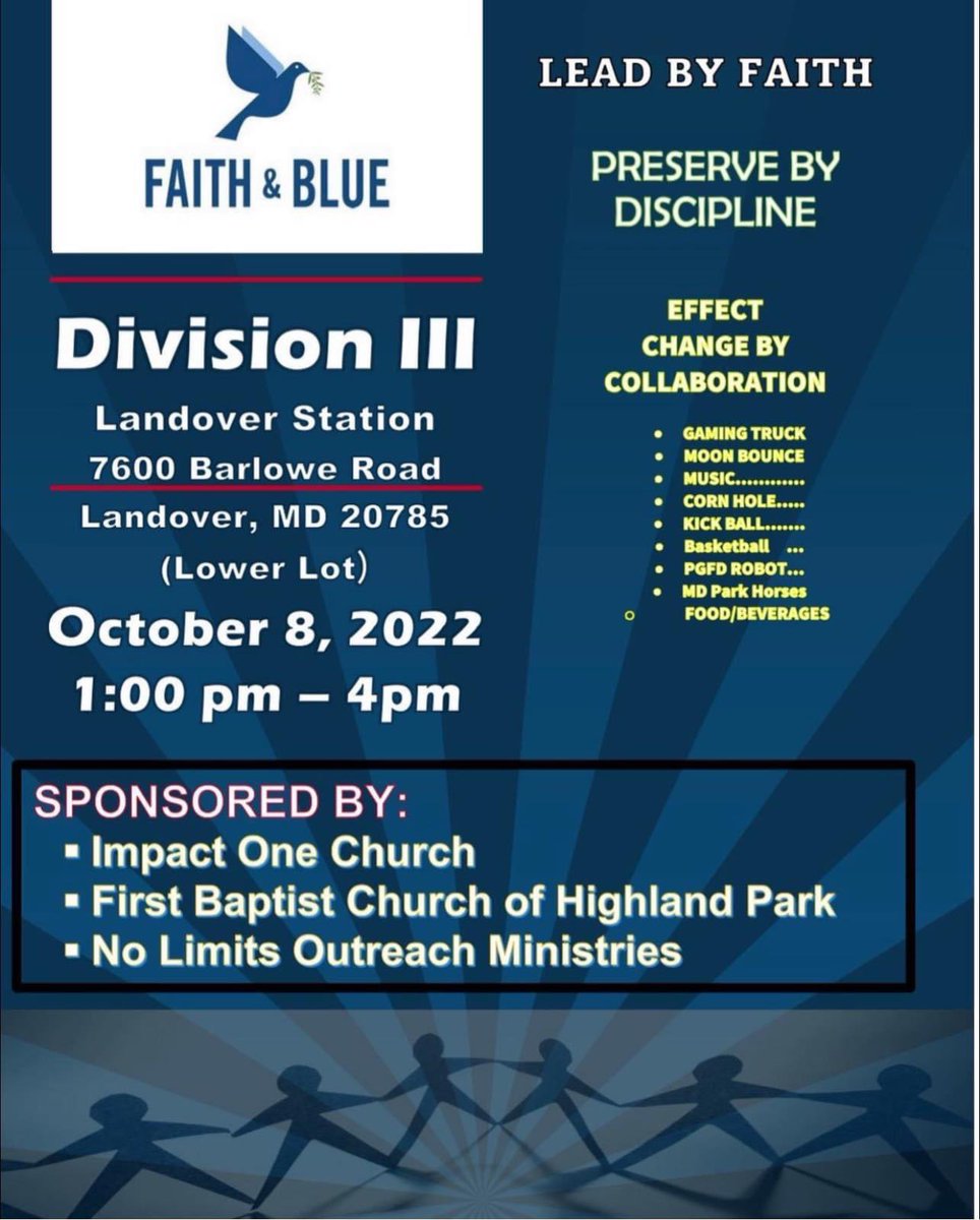 October 8
Non perishable food distribution, game truck, moon bounce, music, basketball and more 
Contact the event organizer with any questions
#DMVFreeEvents <a href="/ImpactOneChurch/">Impact One Church</a> <a href="/FBCHighlandPark/">FBC Highland Park</a> <a href="/Nolimitsoutreac/">No Limits Outreach</a>