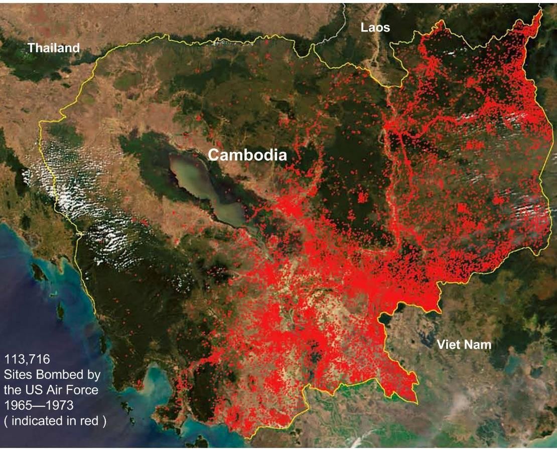 Between 1965 and 1973, the US Air Force dropped 2.7 million tons of explosives -- more than the Allies dropped in the entirety of World War 2 -- on Cambodia, a country with which it was not officially at war. #USA #TerroristUSA