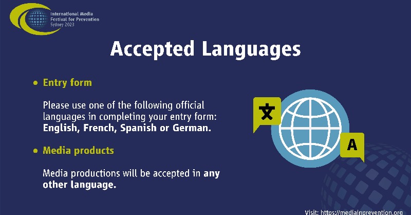 IMFP2023's tweet photo. Remember that we accept media products in ANY language. However, please fill out the entry form in one of the 4 official languages of the World Congress. 

Registrations are now open for the IMFP 2023 until 28 February 2023. Submit your media products here: