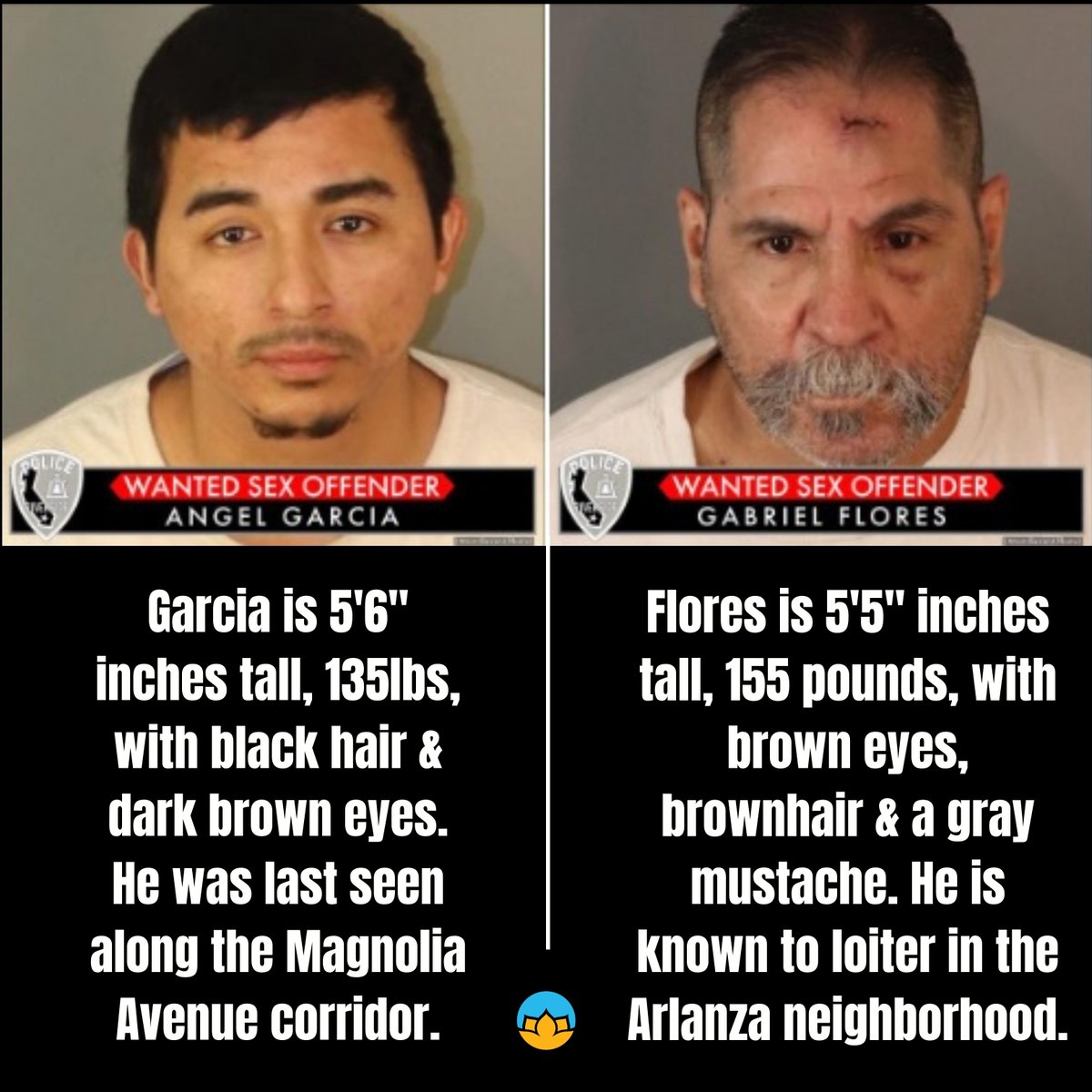 IEMillionKids's tweet photo. 2 registered sex offenders wanted by Riverside Police!
Anyone with information about the pair is asked to contact Zuetel at 951-353-7133.
#sexoffender #criminals #wantedpersons #riversideca https://t.co/T1ntpgocdO