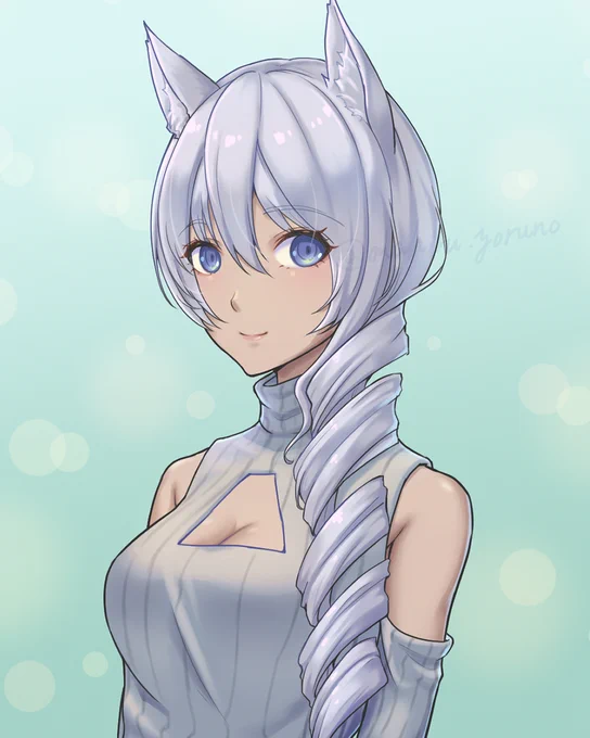 褐色肌のケモミミお姉さんケモミミも褐色肌も久しぶりに描きました#イラスト #ケモミミ↓こちらに全身立ち絵もあります 