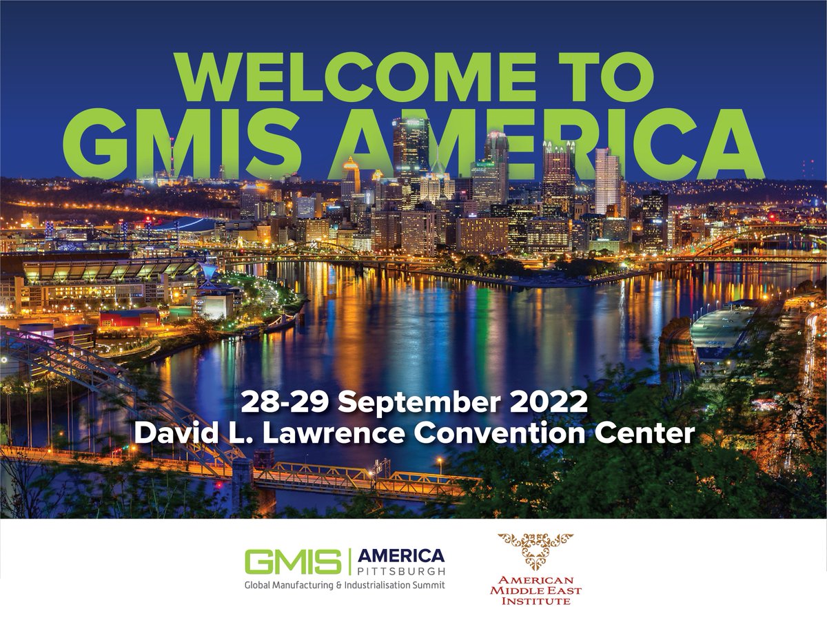 Hello Pittsburgh. We are here! Day 1 of the inaugural edition of #GMISAmerica kicks off today at 1200 US EST. Doors open from 1030 US EST. #GMIS #Manufacturing #NetZero #Pittsburgh #USA #4IR