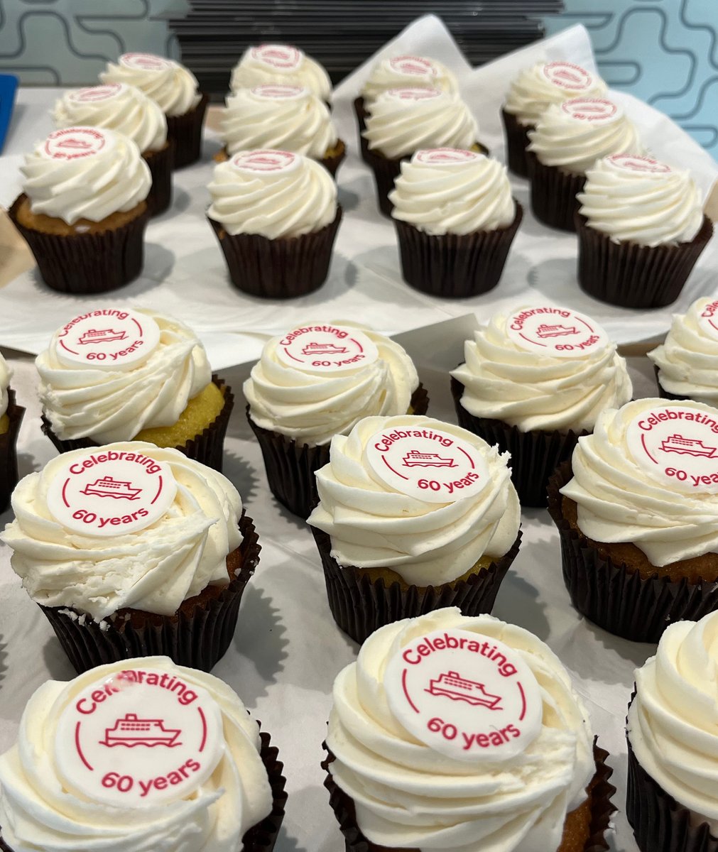 Today's our birthday! 🎉 On this very day six decades ago, our founder Sten A. Olsson opened a shipping service from his hometown Gothenburg, Sweden to Skagen, Denmark. We're celebrating with a slice of cake together with our passengers and employees 🍰