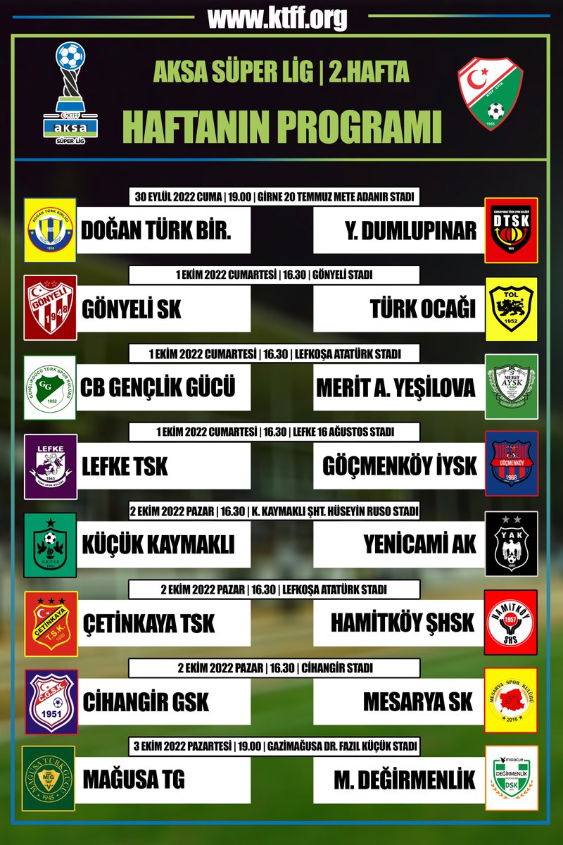 AKSA Süper Lig'de 2.haftanın programı