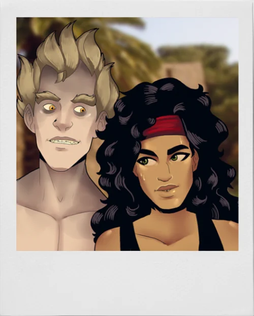 Some old stuff, but I'm resurrecting that one OC that's based on myself - Junkrat's first bodyguard, Azra Faraci. Background on the left "polaroid" is from her city   