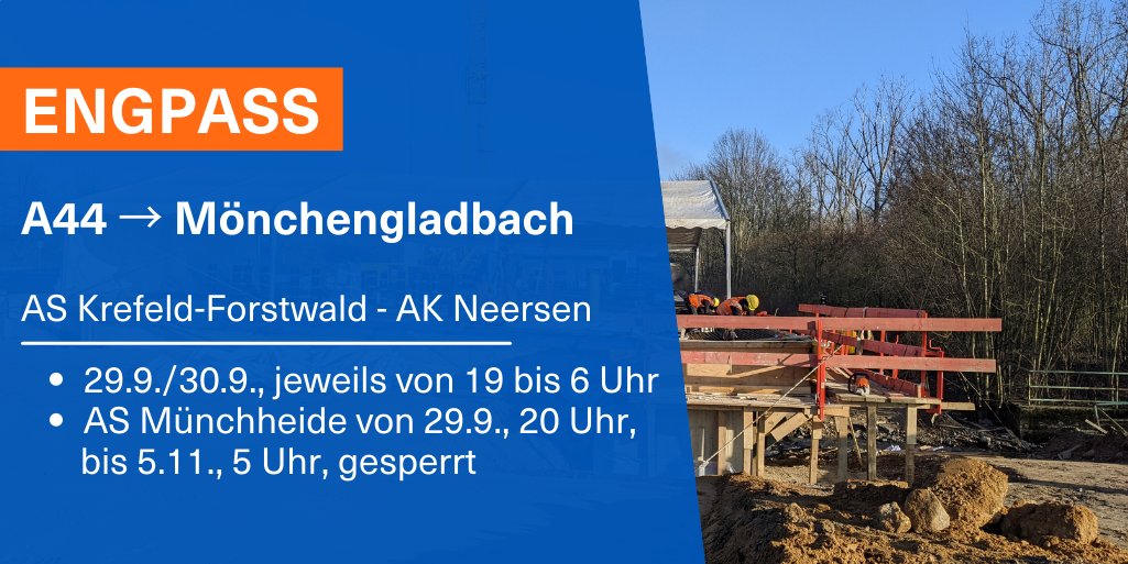 Autobahn_Rheinl's tweet photo. Die Arbeiten der grundhaften Erneuerung auf der #A44 zwischen der Anschlussstelle #Krefeld-Forstwald und dem Autobahnkreuz #Neersen und gehen in die nächste Bauphase. #verkehr (mak) (1/3) https://t.co/xKEGx3wCZZ