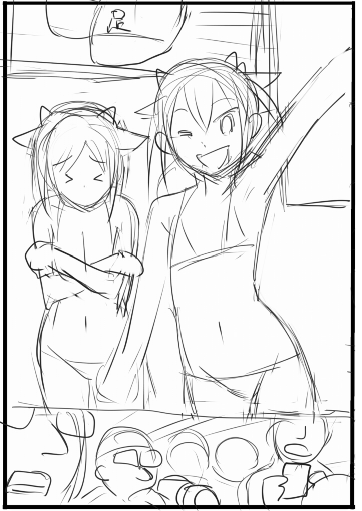 漫画はこんな感じ
#このタグを見た人はラフ画とその完成絵を見せる 