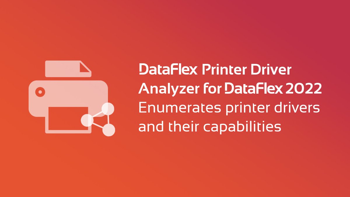 DataAccessEU's tweet photo. The #DataFlex Printer Driver Analyzer enumerates the printer drivers, and their capabilities, on your machine. 🔥 Useful information when creating a report! The tool is now available for DataFlex 2022! https://t.co/9xGfKFSESd https://t.co/pjDOjrIoBV