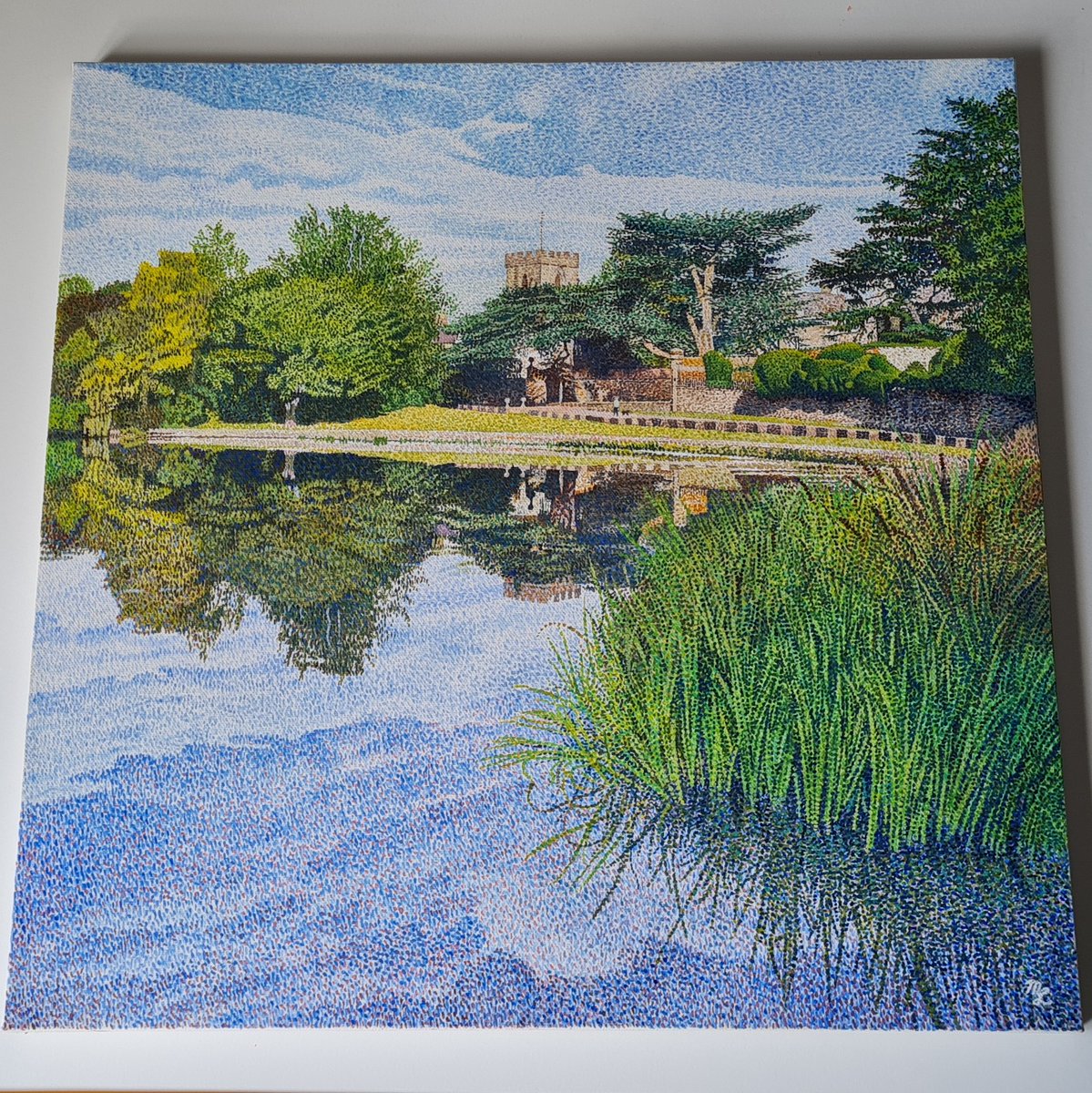 Would you say it is finished now?
And, maybe just call it
'Melbourne Pool'?
Oil on canvas - 50 x 50 cm

#ArtistOnTwitter #oiloncanvas #Derbyshire #derbyshireart #derbyshireartist #New #princeofpointillism #water #paintingoftheday #melbourne #melbournefestival #pointillism
