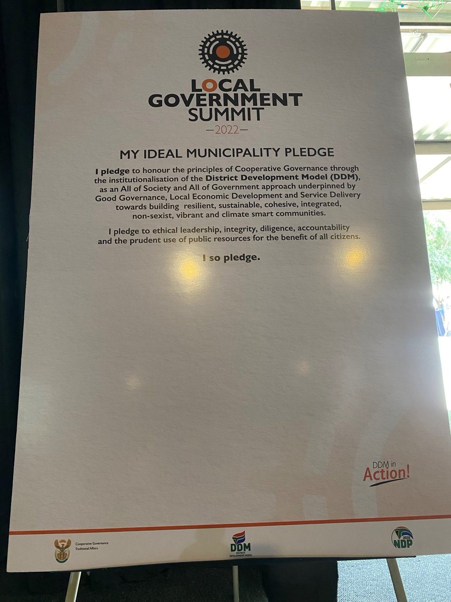 GovernmentZA's tweet photo. Signing of the pledge: Creating ideal municipalities. Going back to implement changes in our municipalities. #LGSummit22 #LeaveNoOneBehind #OnePlan https://t.co/diCENWLNXF