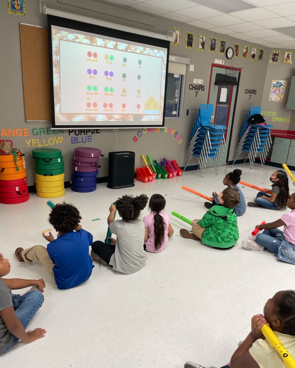 DeckerESMusic's tweet photo. We introduced boomwhackers with "Los Pollitos" yesterday with Ms. Glass' 1st grade class. The kids had a great time reading the notes and playing instruments in a group to this song! @DeckerES @Manor_FA #scholarsfirst https://t.co/lE6MgBPdYQ