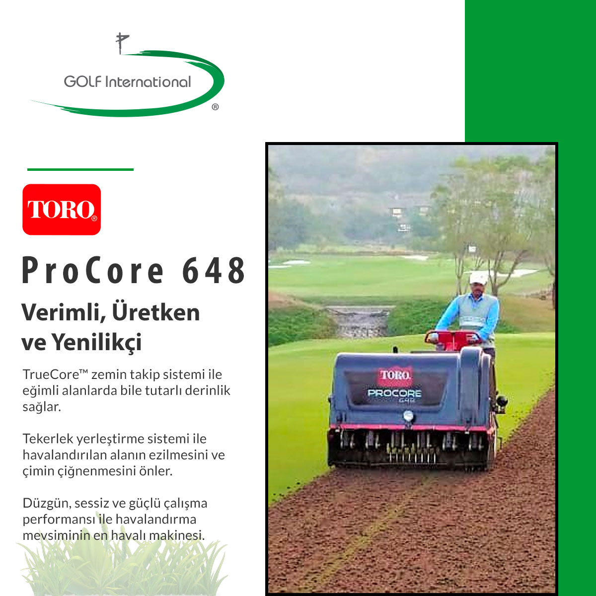 Golfintturkey's tweet photo. Verimli, üretken ve yenilikçi ProCore 648 ile havalandırma zamanı!
#Golf #GolfInternational #Toro #ProCore #ToroProcore #toroaerator #ÇimHavalandırma @TheToroCompany https://t.co/OVbmta0BAr
