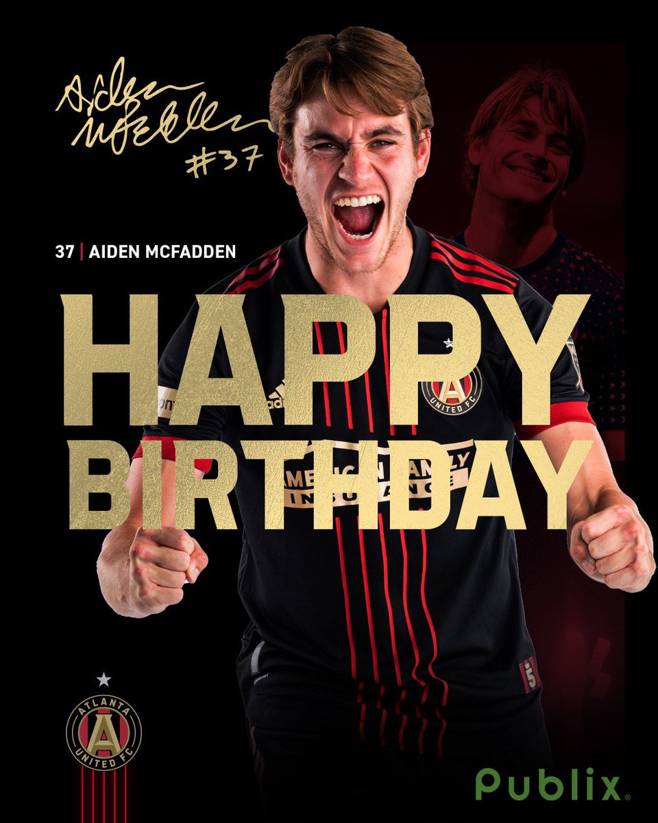 ATLUTD's tweet photo. 🎉 Made his top-flight debut
🎉 Earned an MLS contract

Happy Birthday, Aiden McFadden. Can’t wait to see what this year has in store for you 🥳 https://t.co/ssaKG3JgtG